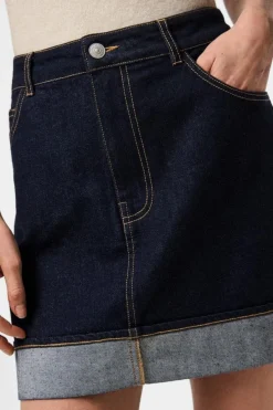 Hot Pieces Pcfranna Short Denim Skirt Fsy 4863085 Dark Blue Denim