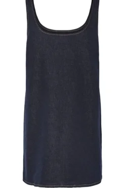 Outlet Pieces Pcfranna Sl Denim Spencer Dress Fsy 4863065 Dark Blue Denim