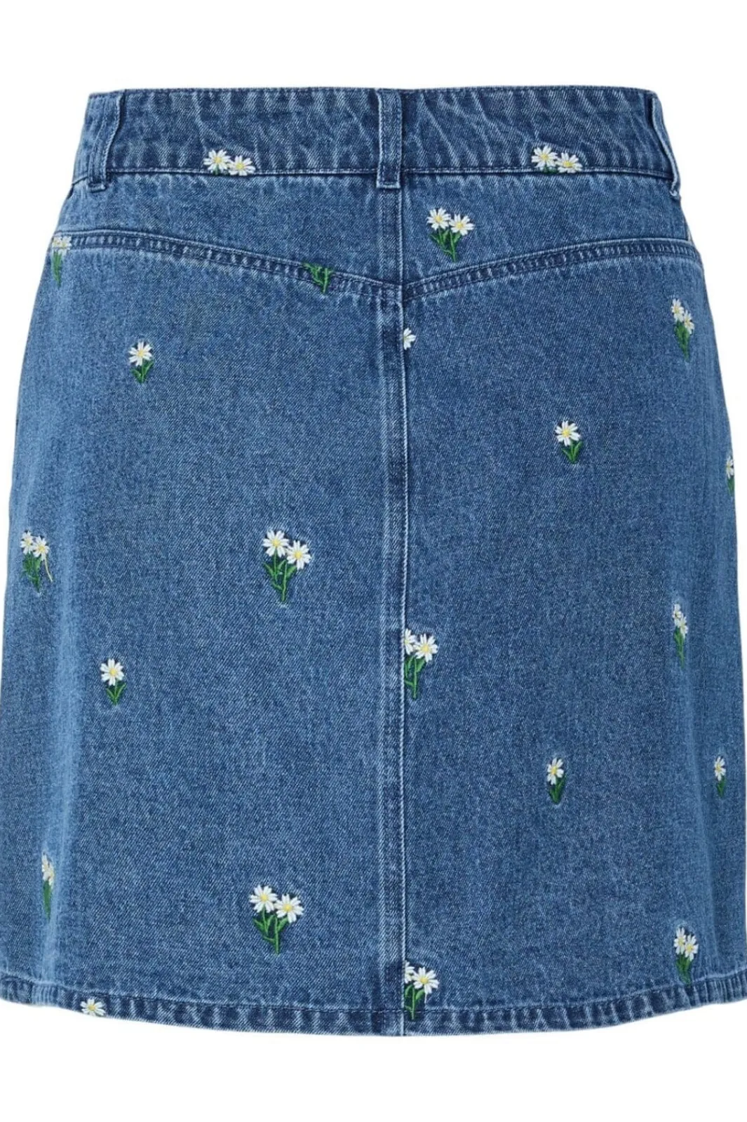 Pieces Pcfreia Short Denim Skirt Fsy 4863460 Medium Blue Denim Flowers