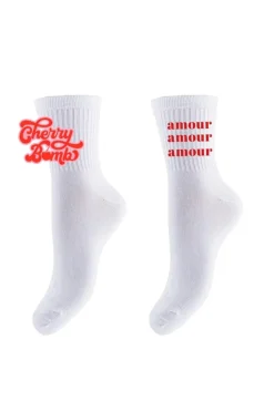 Discount Pieces Pcgabbi Socks 2-Pack 4701897 Bright White Cherry Bomb+Amour