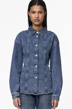 Best Pieces Pcginny Ls Denim Shirt Jit 4621892 Medium Blue Denim