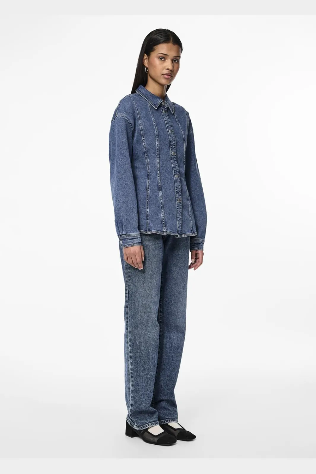 Best Pieces Pcginny Ls Denim Shirt Jit 4621892 Medium Blue Denim