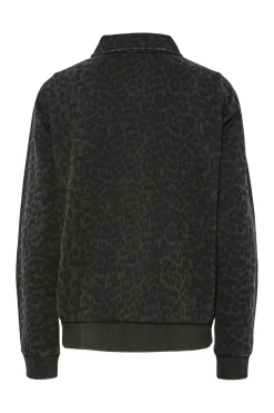 Best Pieces Pcjackie Ls Polo Fc 4837911 Black Leo Washed
