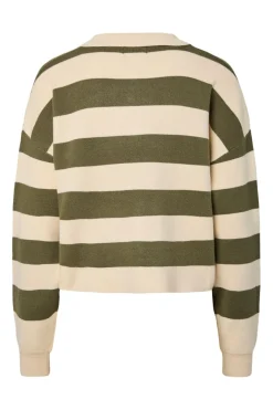 New Pieces Pcjassy Ls Polo Knit Cardigan 5040030 Sphagnum Birch