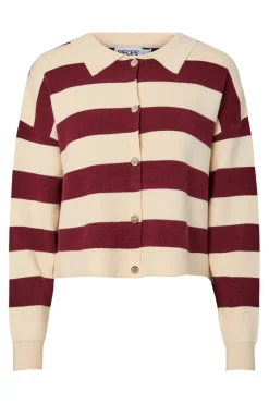 Best Pieces Pcjassy Ls Polo Knit Cardigan 5040029 Winetasting Birch