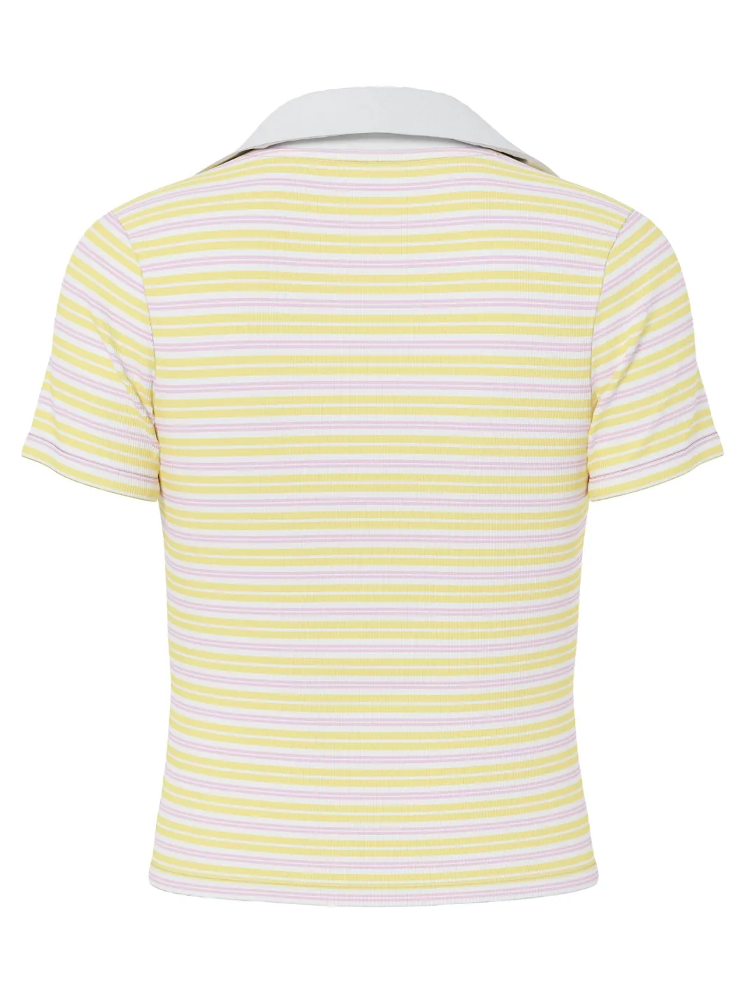 Pieces Pcjayjay Ss V-Neck Polo Top Fsy 4961818 Pale Banana Pink Tulle/White