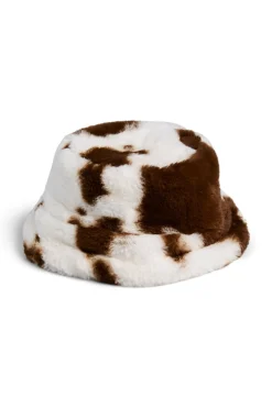 Clearance Pieces Pcjeanel Bucket Hat 4914603 Bright White Cow Print