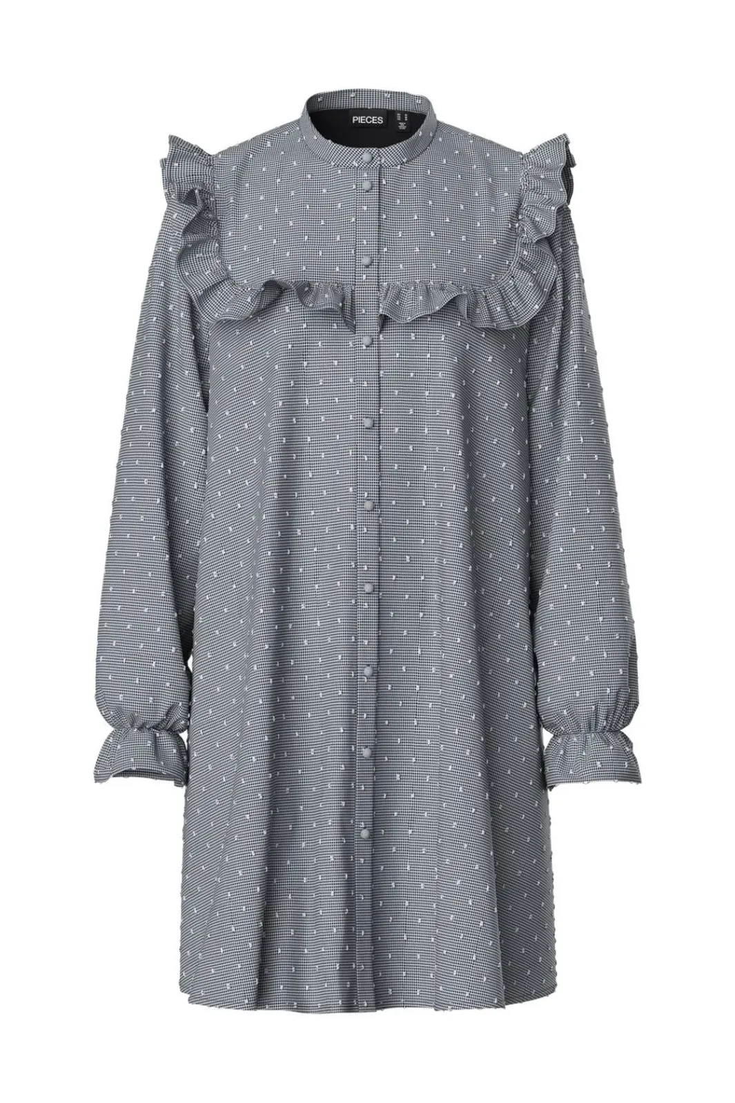 Discount Pieces Pcjennya Ls Dress 4846645 Black Checked With Dobby