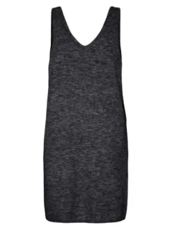 Outlet Pieces Pcjessa Sl V-Neck Knit Dress 4904017 Dark Grey Melange