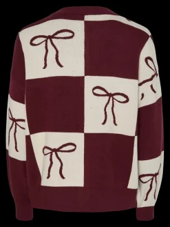 Hot Pieces Pcjette Xmas Ls O-Neck Knit Cardigan 4833160 Tawny Port Bow