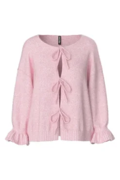 Sale Pieces Pcjimma Ls O-Neck Tie Knit Cardigan 4870471 Pink-A-Boo