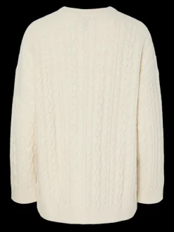 Best Pieces Pcjisa Ls O-Neck Long Cabel Knit 4813741 Birch