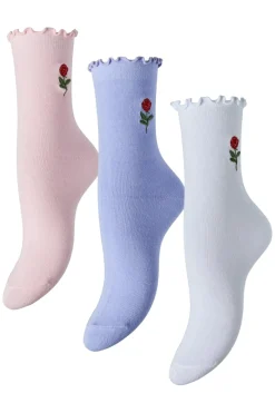 New Pieces Pcjora Rose 3 Pack Socks 4830573 Bright White 3 Pink-Babylavender-Bwhite