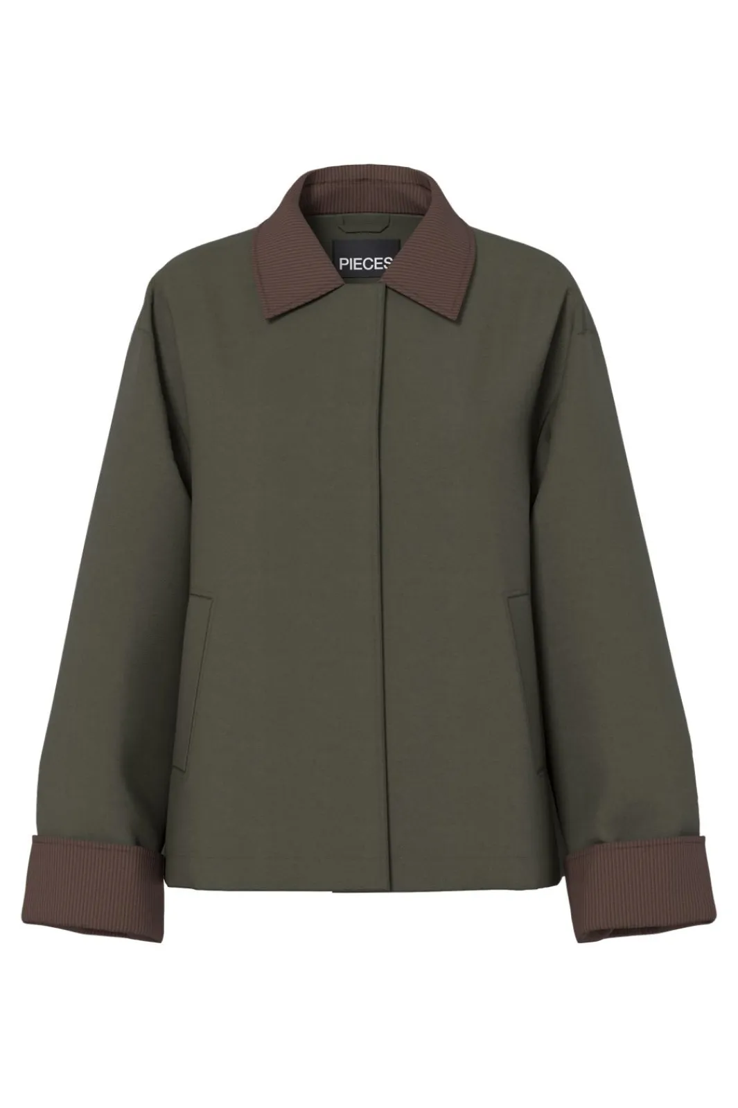 New Pieces Pcjorma Short Light Jacket 5018129 Forest Night Hot Fudge
