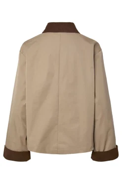 Online Pieces Pcjorma Short Light Jacket 5023305 Greige Hot Fudge