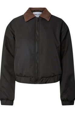 Online Pieces Pcjorma Short Padded Bomber Jacket 4945099 Black Seal Brown