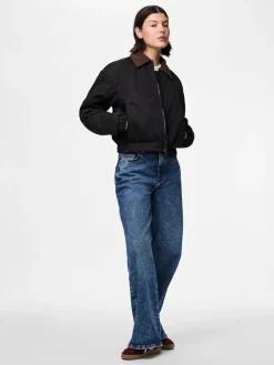Online Pieces Pcjorma Short Padded Bomber Jacket 4945099 Black Seal Brown
