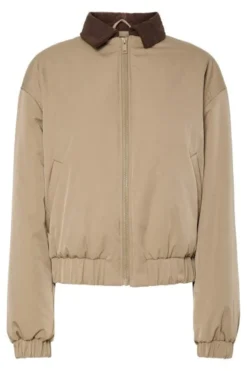 Online Pieces Pcjorma Short Padded Bomber Jacket 4889738 Greige Hot Fudge