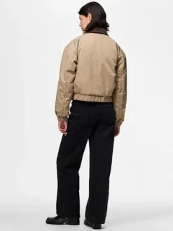 Online Pieces Pcjorma Short Padded Bomber Jacket 4889738 Greige Hot Fudge