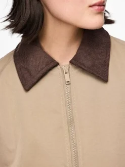 Online Pieces Pcjorma Short Padded Bomber Jacket 4889738 Greige Hot Fudge