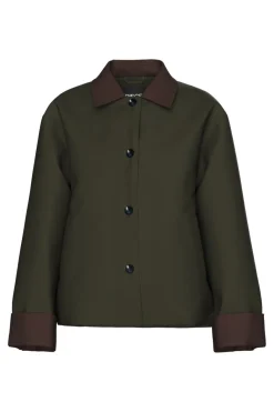 Outlet Pieces Pcjorma Short Padded Jacket 4881894 Forest Night Hot Fudge
