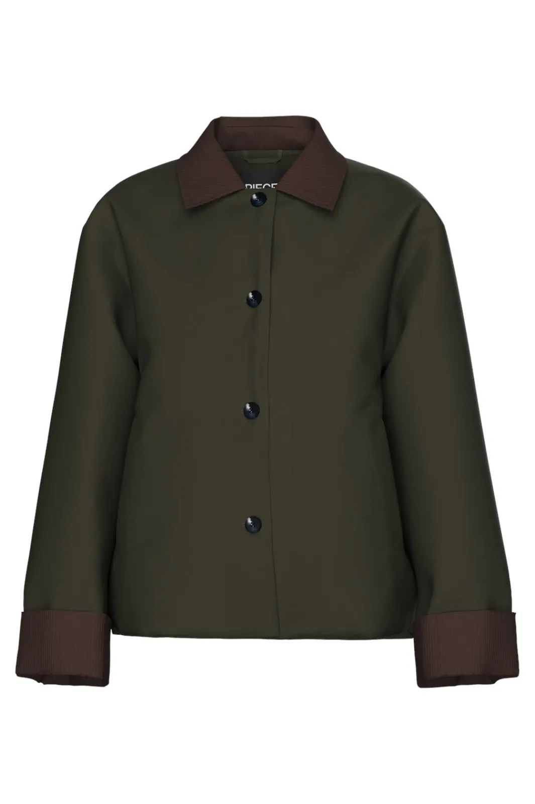 Outlet Pieces Pcjorma Short Padded Jacket 4881894 Forest Night Hot Fudge