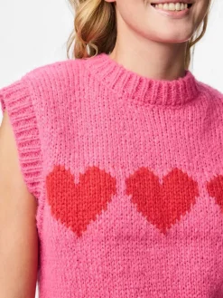 Discount Pieces Pcjove Sl O-Neck Knit Vest 4843632 Sugar Plum Goji Berry Hearts