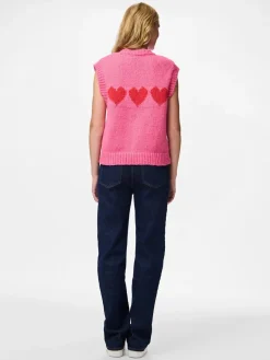 Discount Pieces Pcjove Sl O-Neck Knit Vest 4843632 Sugar Plum Goji Berry Hearts