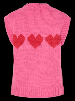Discount Pieces Pcjove Sl O-Neck Knit Vest 4843632 Sugar Plum Goji Berry Hearts