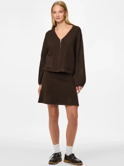 Clearance Pieces Pcjunna Ls V-Neck Knit Cardigan 4819445 Hot Fudge Melange
