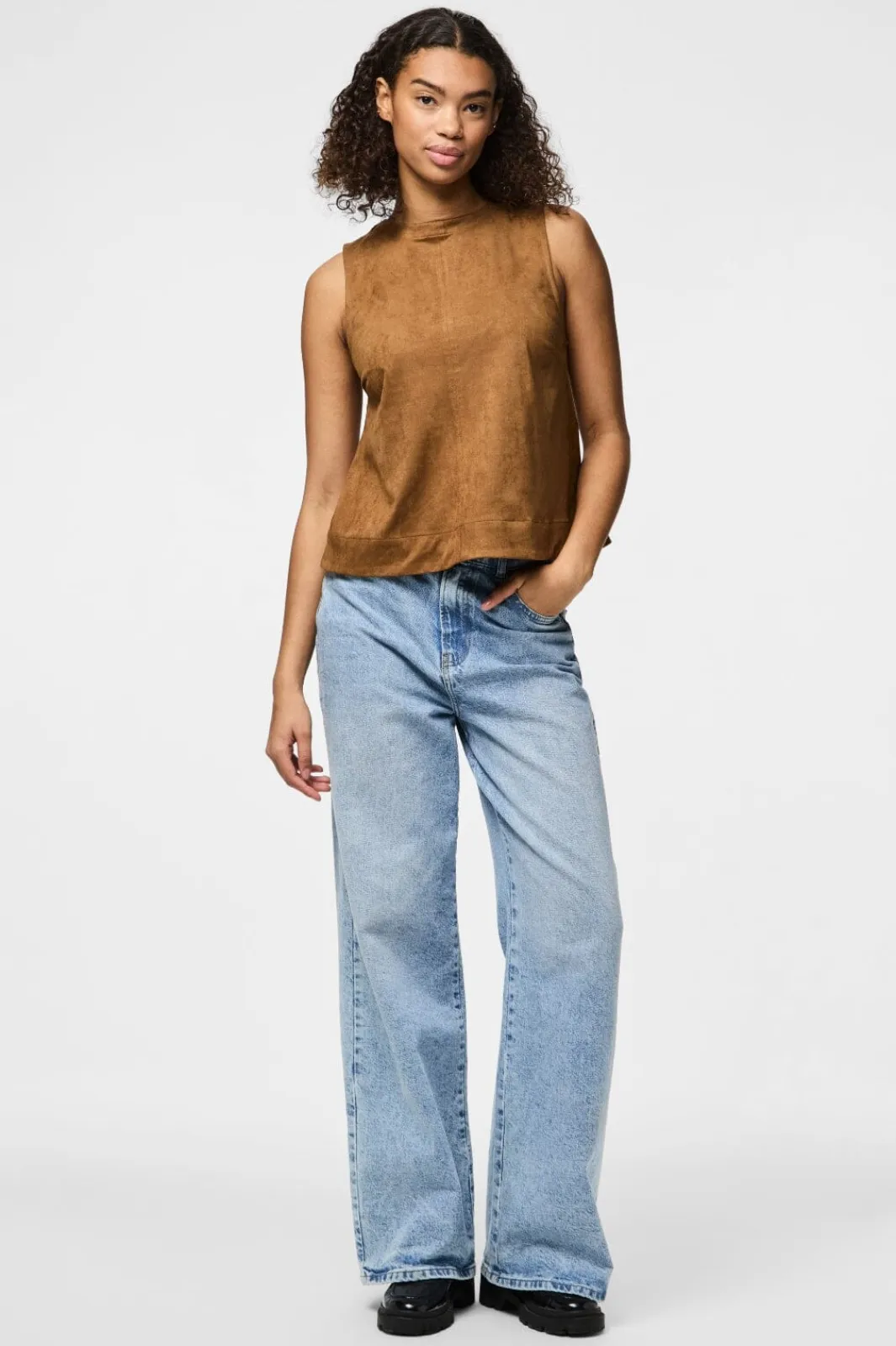 Best Pieces Pcjuno Sl O-Neck Top Fsy 4889516 Amber Brown