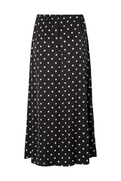 Sale Pieces Pcjytta Ankle Satin Skirt 5052177 Black White Dots