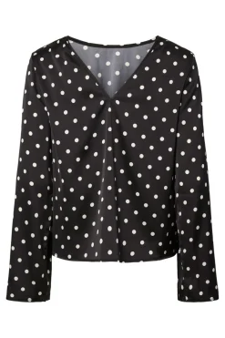 Pieces Pcjytta Ls Satin Top 5052187 Black White Dots