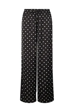 Outlet Pieces Pcjytta Straight Satin Pants 5052181 Black White Dots
