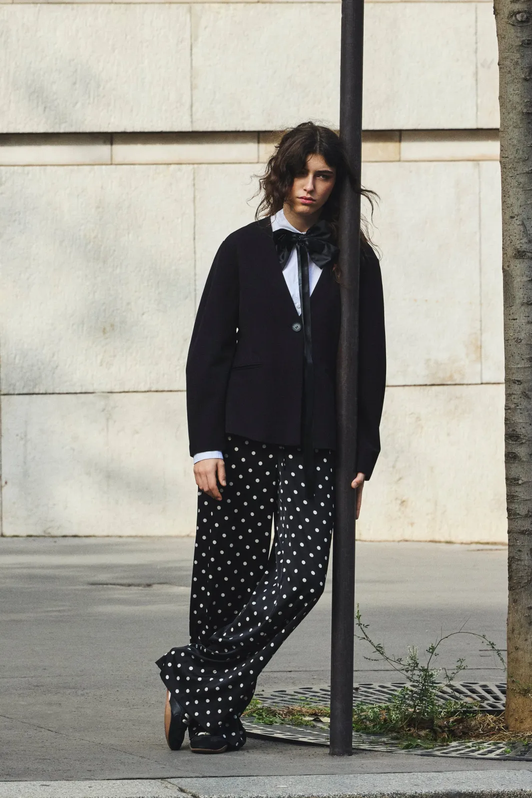 Outlet Pieces Pcjytta Straight Satin Pants 5052181 Black White Dots