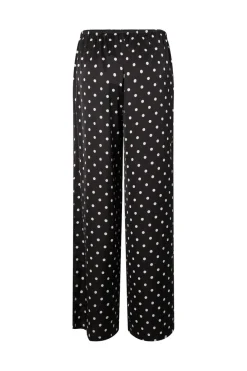 Outlet Pieces Pcjytta Straight Satin Pants 5052181 Black White Dots