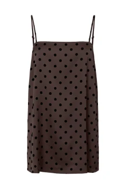 Clearance Pieces Pcjytta Strap Satin Top 5069036 Hot Fudge Black Dots