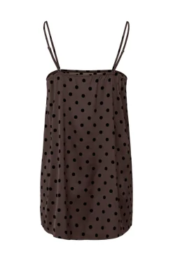Clearance Pieces Pcjytta Strap Satin Top 5069036 Hot Fudge Black Dots