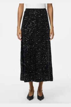 Sale Pieces Pckam Ankle Skirt 4859014 Black Black Sequins