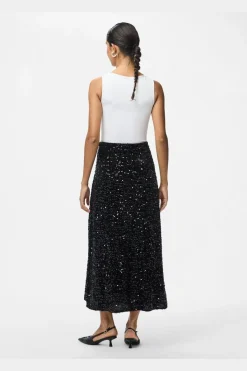 Sale Pieces Pckam Ankle Skirt 4859014 Black Black Sequins