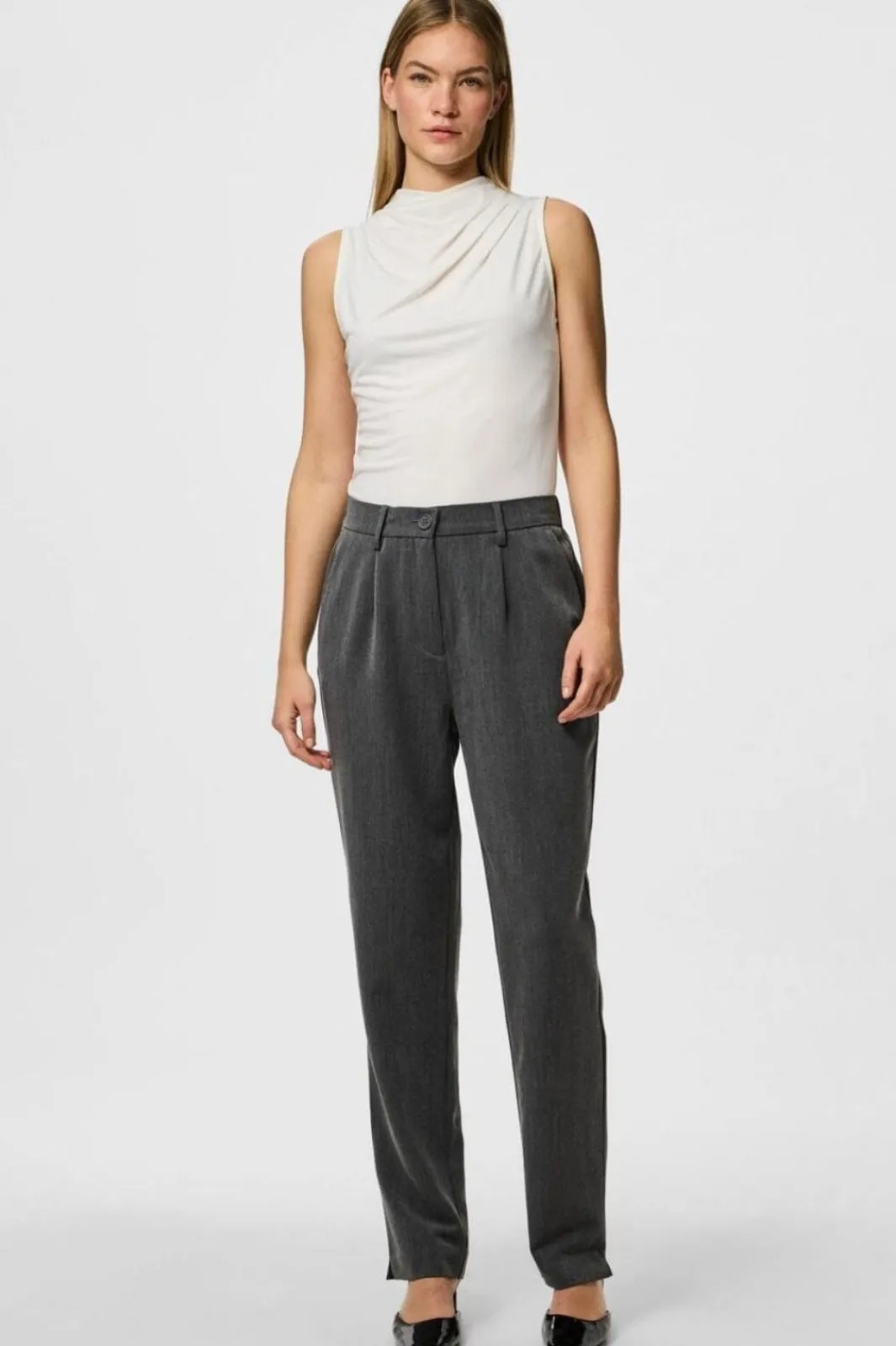 Clearance Pieces Pckamil Ankle Pant 4735773 Dark Grey Melange