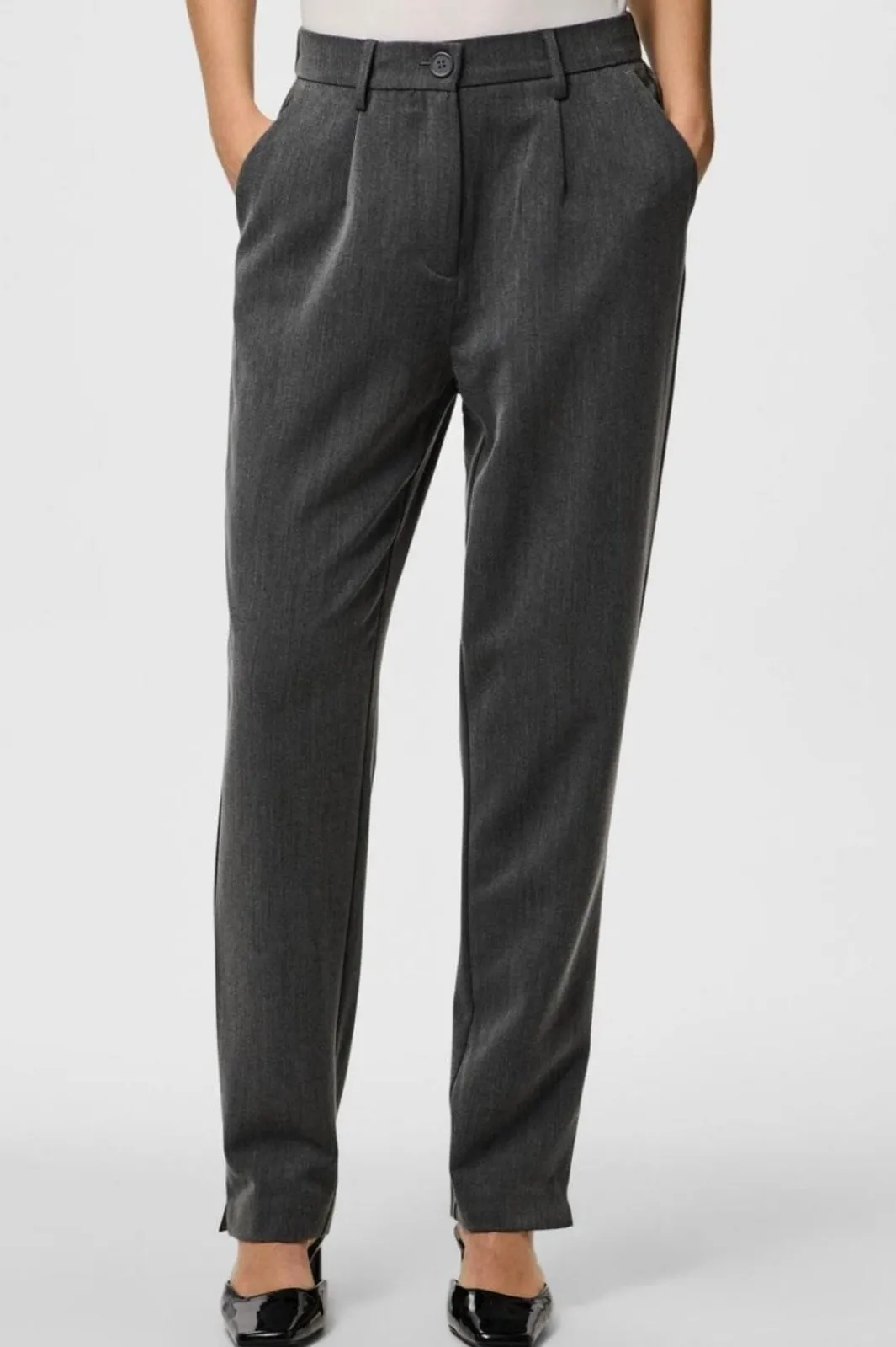 Clearance Pieces Pckamil Ankle Pant 4735773 Dark Grey Melange