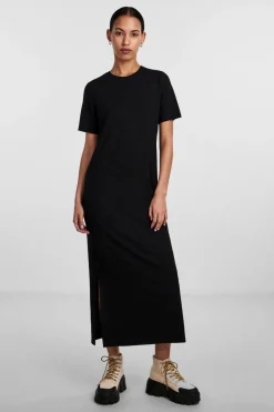 Online Pieces Pckylie Ss O-Neck Ankle Dress Black