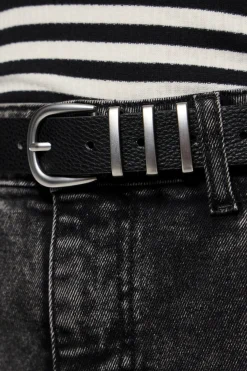 New Pieces Pclea Jeans Belt 2709797 Black Black W/Silver