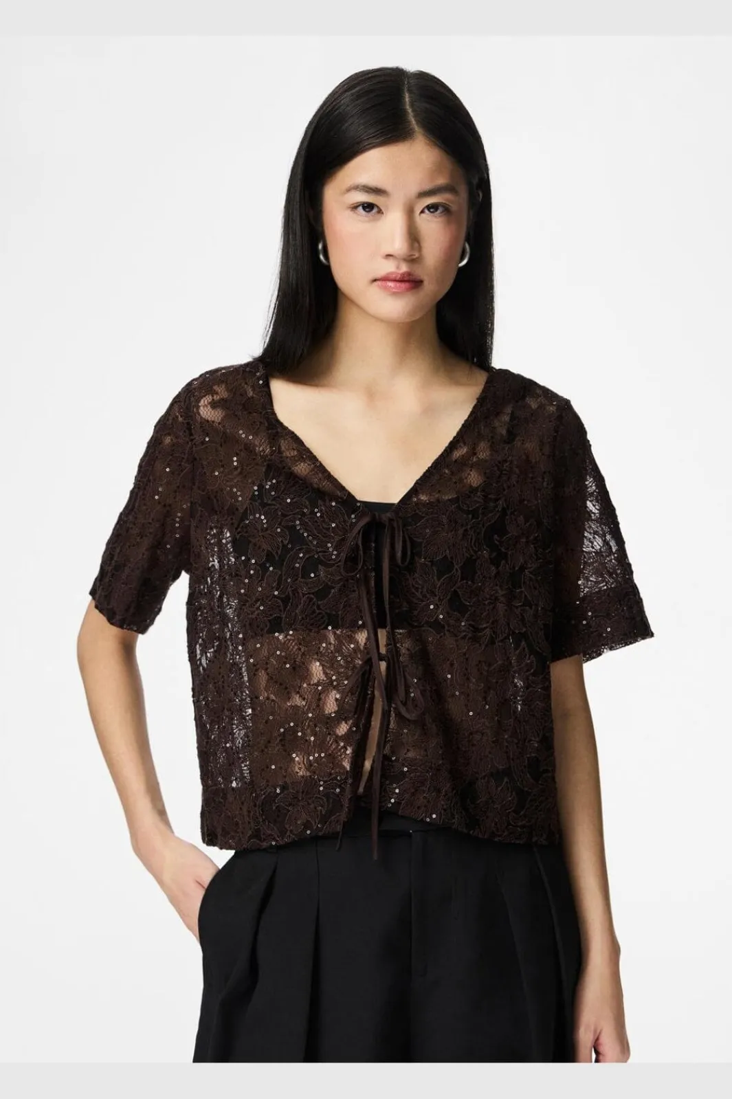 Online Pieces Pclouise 2/4 V-Neck Tie Top 5038956 Delicioso