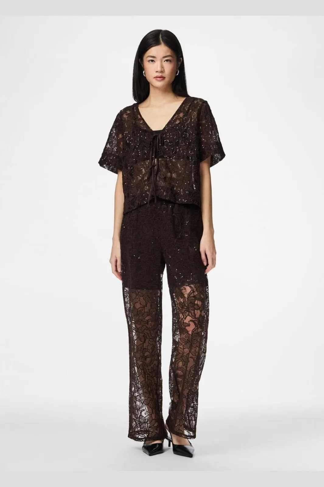 Online Pieces Pclouise 2/4 V-Neck Tie Top 5038956 Delicioso
