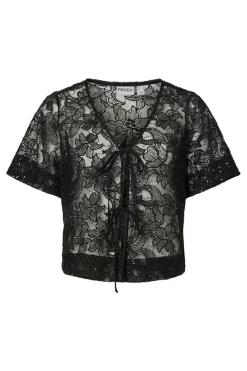 Outlet Pieces Pclouise 2/4 V-Neck Tie Top 5042915 Black