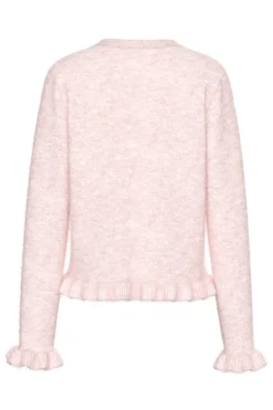 Discount Pieces Pclydia Ls Frill Knit Cardigan Fsy 5009994 Roseate Spoonbill