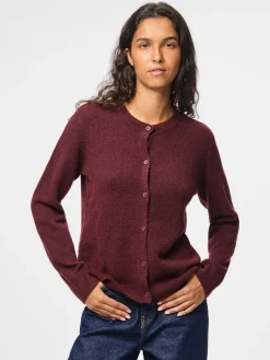 Discount Pieces Pcmalou Ls Knit Cardigan 4864698 Tawny Port Melange
