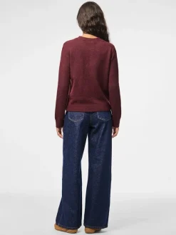 Discount Pieces Pcmalou Ls Knit Cardigan 4864698 Tawny Port Melange